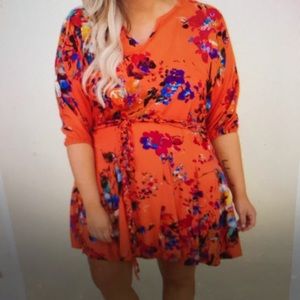 Orange floral dress
